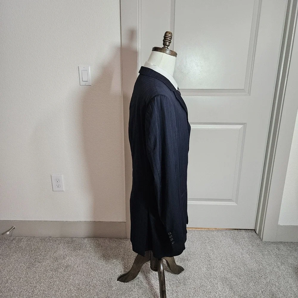 Burberry 42L Wool Suit Blazer Jacket‎ Men Navy Striped